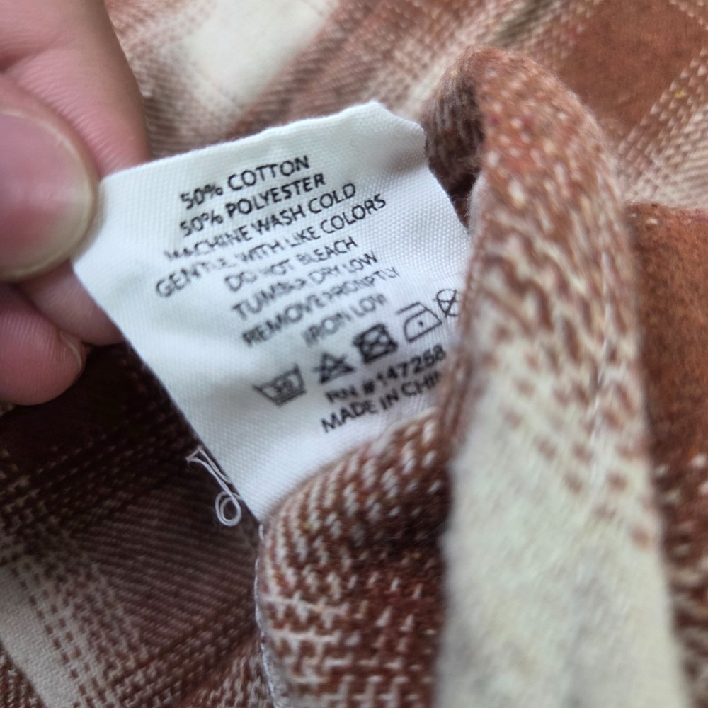 Simply Southern Flannel Shirt Women L Brown Plaid Long Sleeve Button Heavyweight - Picture 8 of 11